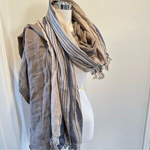 Bundle of Two Scars Striped Beige and Blue Scarf